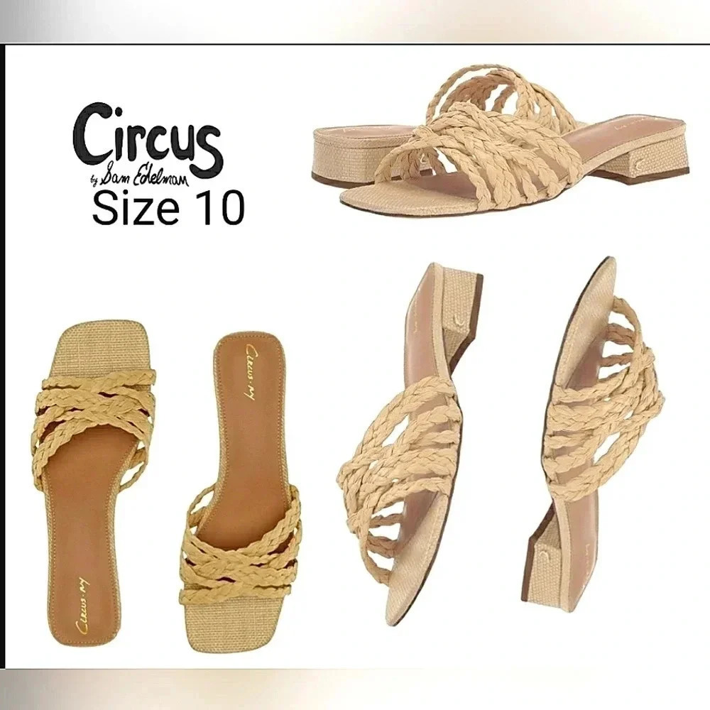 Casual 10 Boho Chic Raffia Cruisewear Resort Slide Mule Sandals New